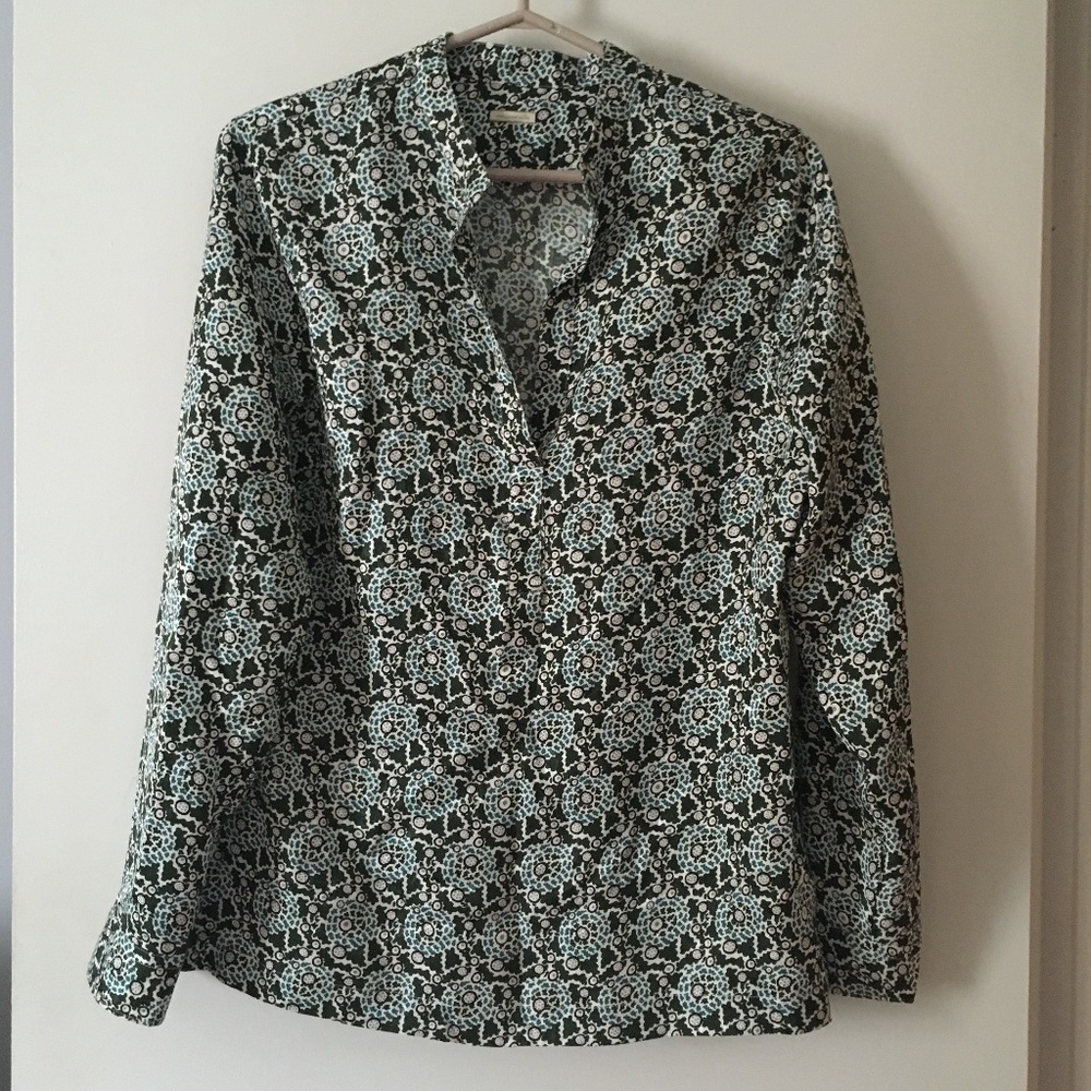 MASSIMO ALBA Multicolor Print Embossed Silk Pullover Blouse M